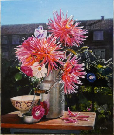 DAHLIAS DANS BIDON DE LAIT